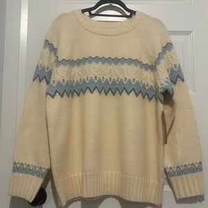 NWT Cyrus Cream and Blue Fair Isle Women's Sweater Size XL/1X